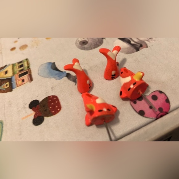 Unique Neon Orange Koi Fish Earrings - Picture 4 of 5